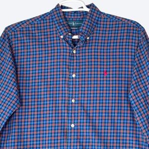 Ralph Lauren Classic Fit Plaid Button Down Shirt Mens L Preppy Golf Check